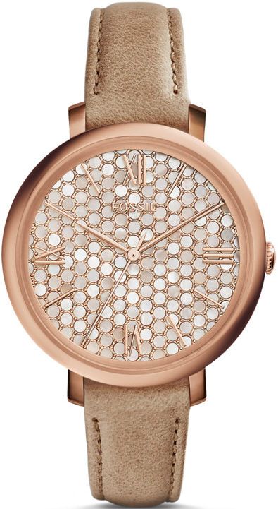 Women's Fossil Jacqueline Beige Leather Strap Watch ES3866