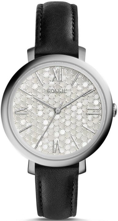 Women's Fossil Jacqueline Black Leather Strap Watch ES3867