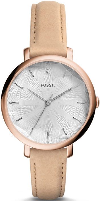 Women's Fossil Jacqueline Leather Strap Diamond Watch ES3868