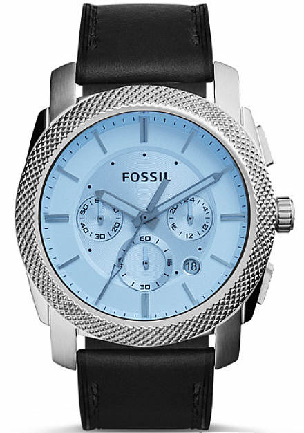 Men's Fossil Machine Chronograph Blue Tinted Dial Watch FS5160