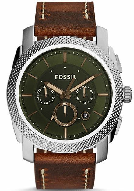 Men's Fossil Machine Chronograph Leather Band Watch FS5161