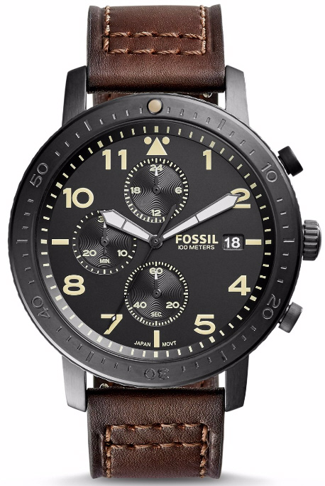 Men's Fossil Major Chronograph Dark Brown Leather Watch CH3086