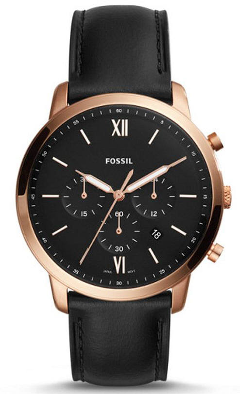 Men's Fossil Neutra Chronograph Black Leatehr Strap Watch FS5381