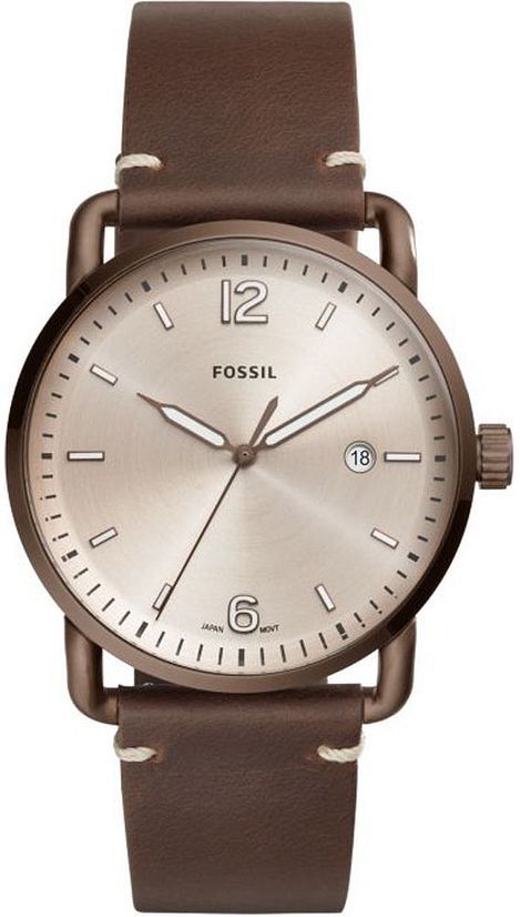 Men's Fossil The Commuter Brown Leather Band Watch FS5341