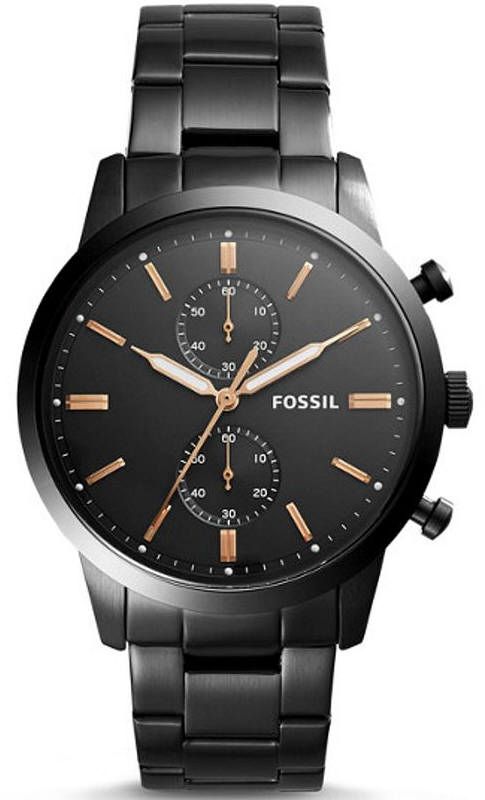 Men's Fossil Townman Chronograph Black Steel Watch FS5379
