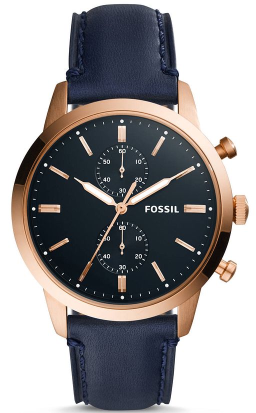 Men's Fossil Townsman Blue Dial Blue Leather Chronograph Watch FS5436