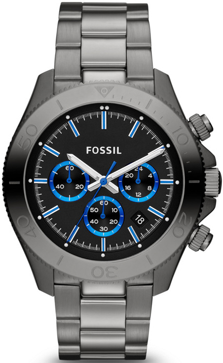 Men's Smoky Black Fossil Retro Traveler Chronograph Watch CH2869