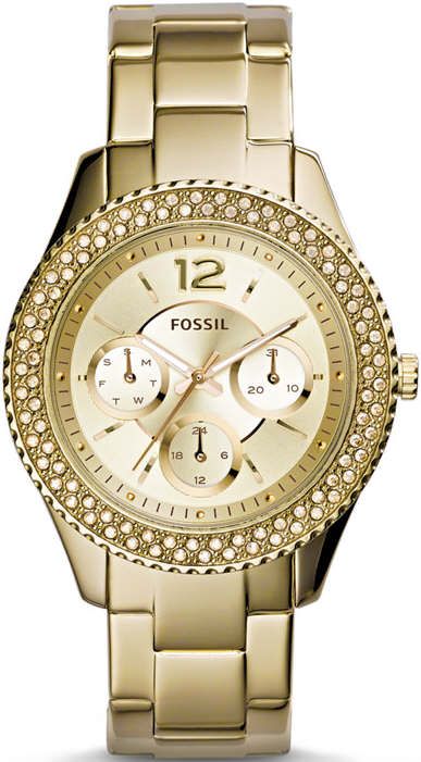 Women's Gold Fossil Stella Crystallized Glitz Watch ES3589