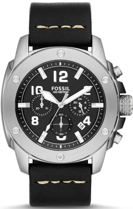 Men's Fossil Modern Machine Chronograph Leather Strap Watch FS4928