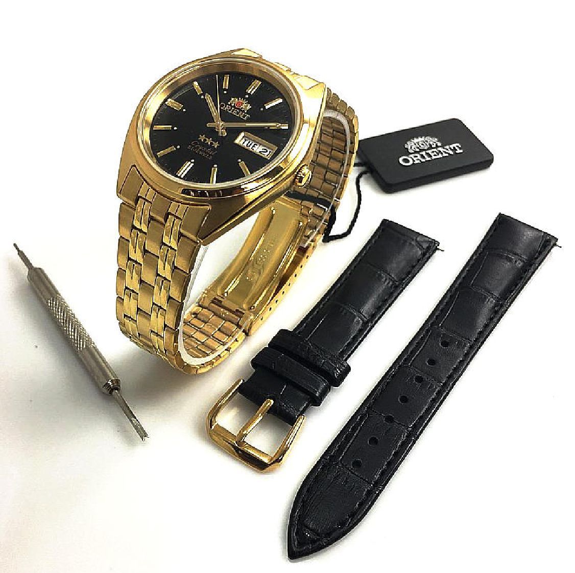 Men's Orient 3 Star TriStar Automatic Gold Tone Day-Date Watch FAB00008B9