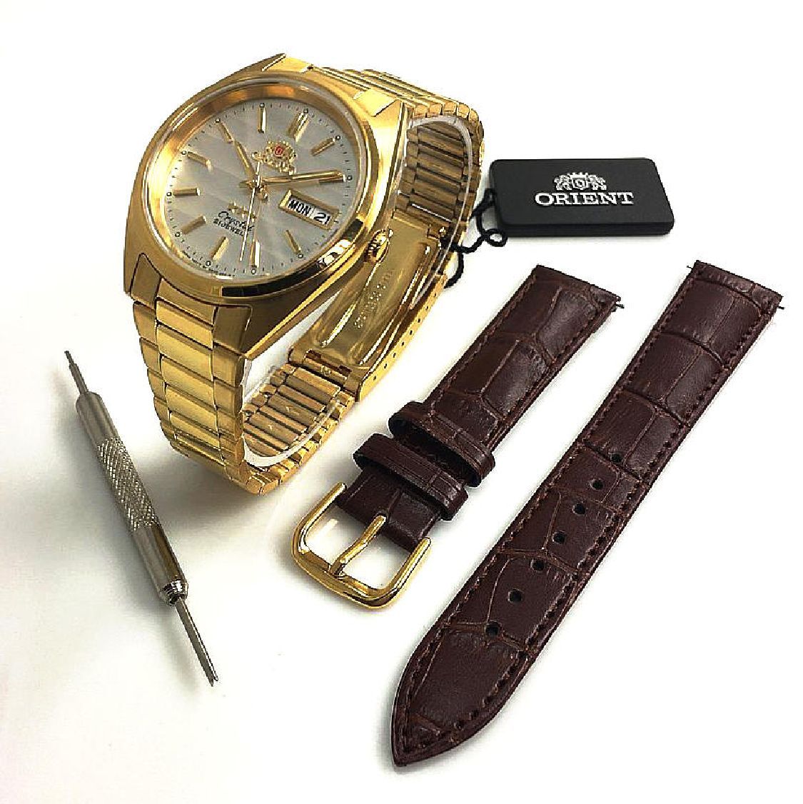 Men's Orient 3 Star TriStar Automatic Gold Tone Day-Date Watch FAB0000BW9