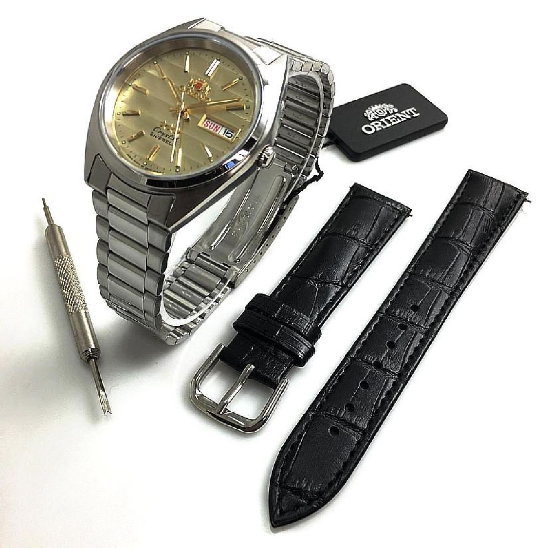 Men's Orient 3 Star TriStar Automatic Steel Day-Date Watch FAB00007C9