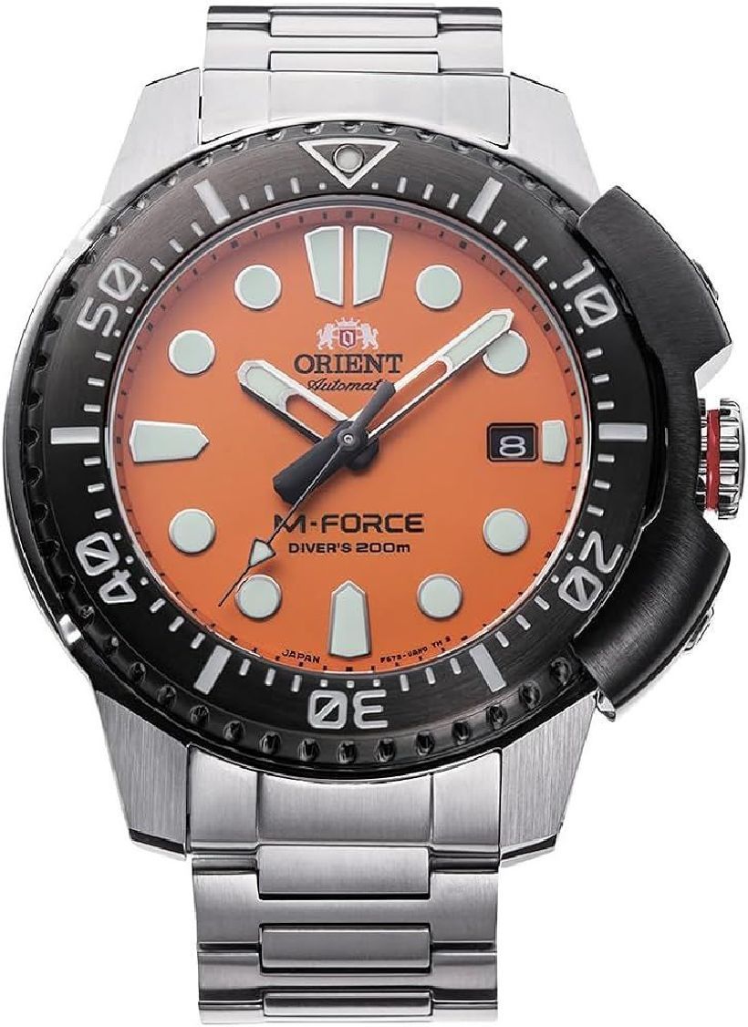 Men's Orient  M-FORCE Automatic Orange Dial  Diver's Watch RA-AC0L08Y00B