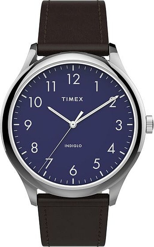 Men's Timex Easy Reader Classic Black Leather Blue Dial Watch TW2T72000