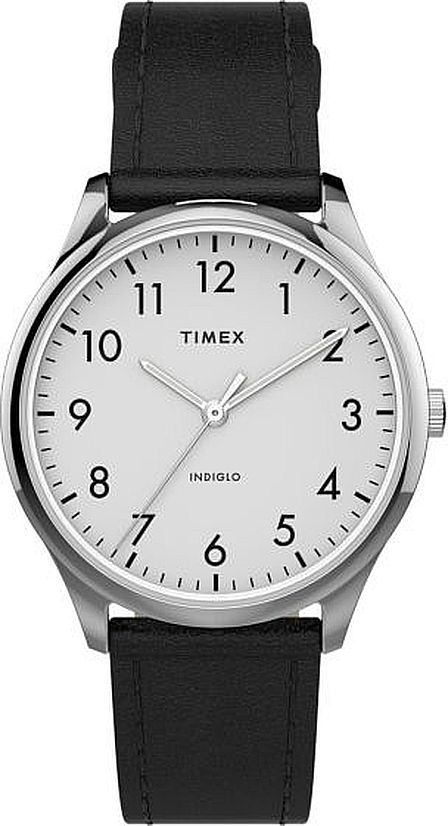 Men's Timex Easy Reader Classic Black Leather White Dial Watch TW2T72100