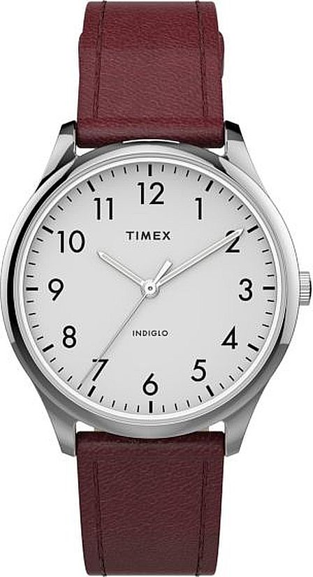 Men's Timex Easy Reader Classic Red Leather White Dial Watch TW2T72200