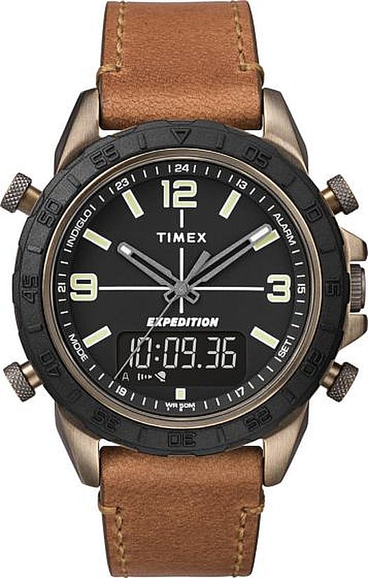 Men's Timex Expedition Pioneer Digital-Analog Brown Strap Watch TW4B17200