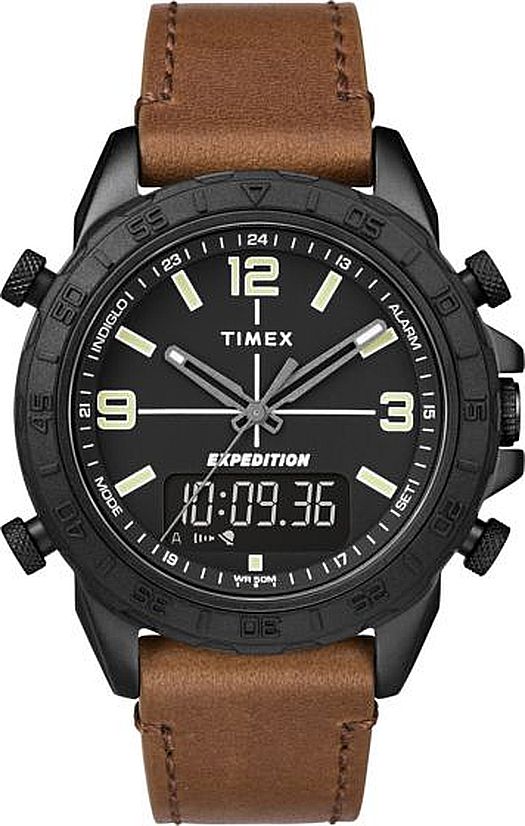 Men's Timex Expedition Pioneer Digital-Analog Brown Strap Watch TW4B17400