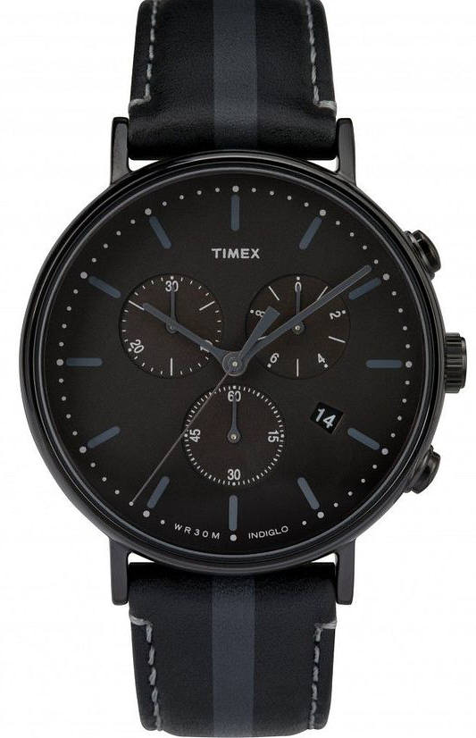 Men's Timex Fairfield Chronograph Black Leather Watch TW2R37800