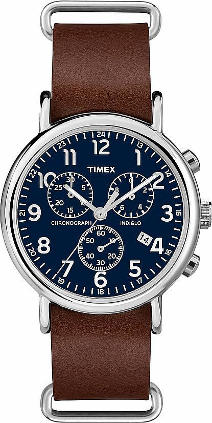 Men's Timex Lab Weekender Brown Leather Strap Watch TW2R63200
