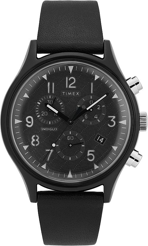 Men's Timex Military MK1 Black Chronograph Stainless Steel Watch TW2T29500