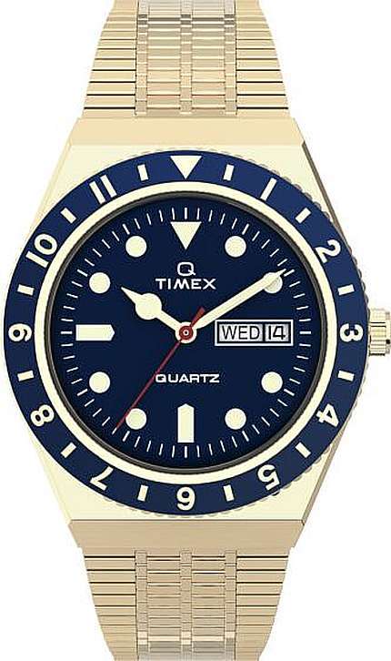 Men's Timex Q Reissue 38mm Gold Tone Diver Style Watch TW2U62000