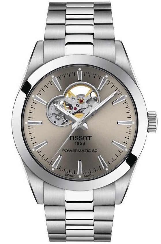 Mens Tissot Gentleman Powermatic 80 Open Heart Automatic Watch T1274071108100