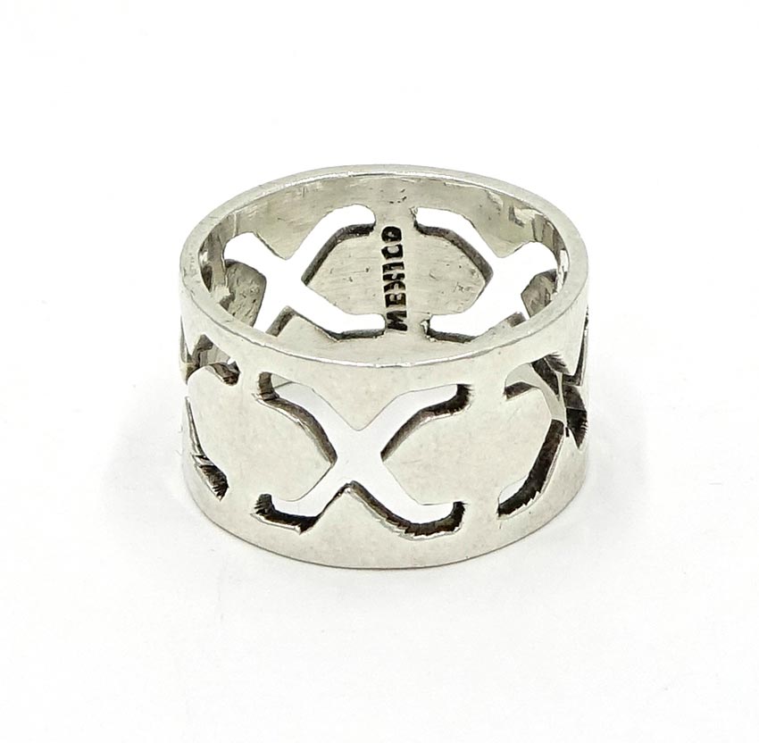 Sterling Mexico Cigar Band Cut Out X Ring
