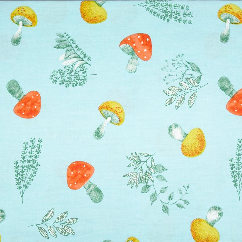 Mint And Mushrooms Print Hair Scarf By Unique Vintage