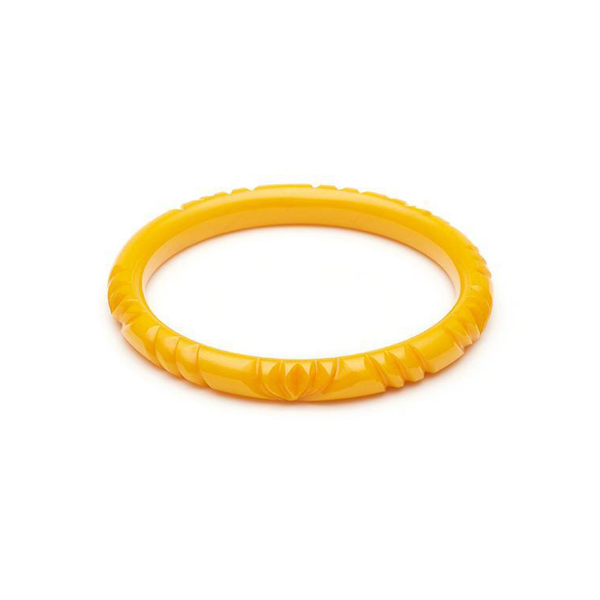 Narrow Heavy Carved Yolk Bangle By Splendette