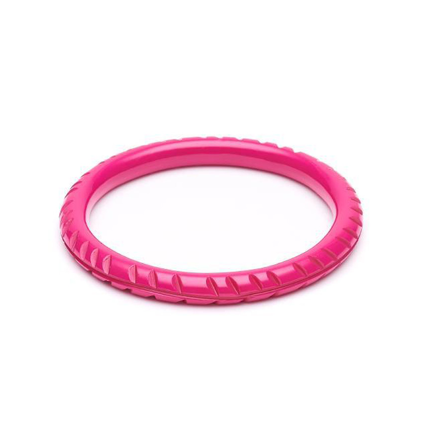 Narrow Iris Pink Heavy Carved Bangle By Splendette - Maiden Only