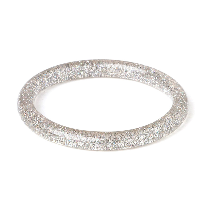 New Narrow Silver Glitter Bangle By Splendette