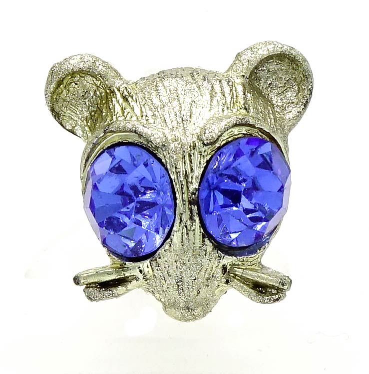 Mouse Face Pin With Large Rhinestone Eyes By Nemo