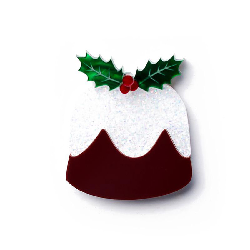 Christmas Pudding Brooch By Martinis & Slippers
