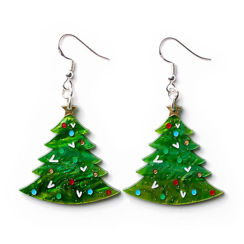 Christmas Tree Earrings By Martinis & Slippers
