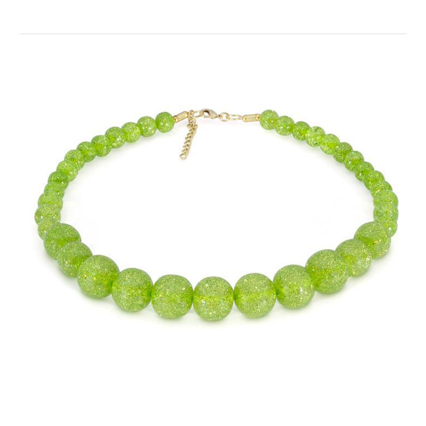 New Lime Glitter Beads Necklace By Splendette