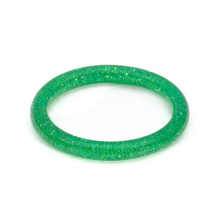 New Narrow Leaf Green Glitter Bangle By Splendette