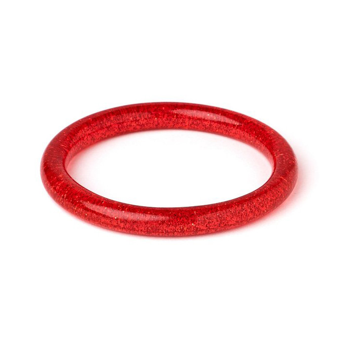 New Narrow Red Glitter Bangle By Splendette