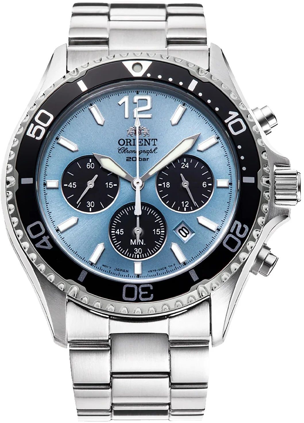 Orient RA-TX0206L10B Men's Chronograph Solar Power Sports Steel Watch RA-TX0206L