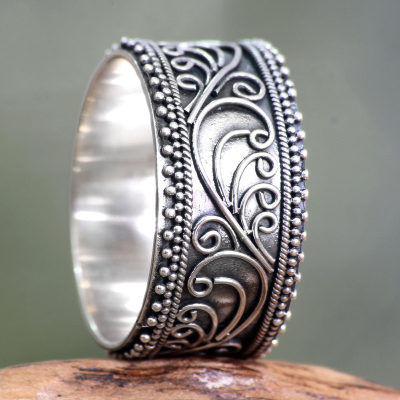 Unique Sterling Silver Band Ring, "Classic Passion"