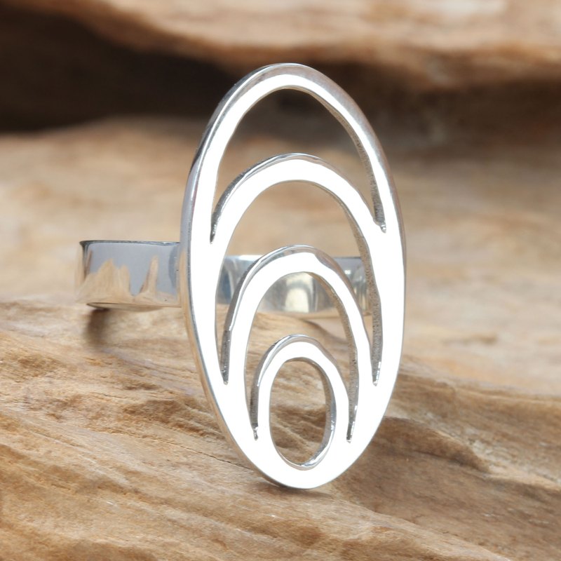 Modern Balinese Sterling Silver Cocktail Ring, "Expansion"