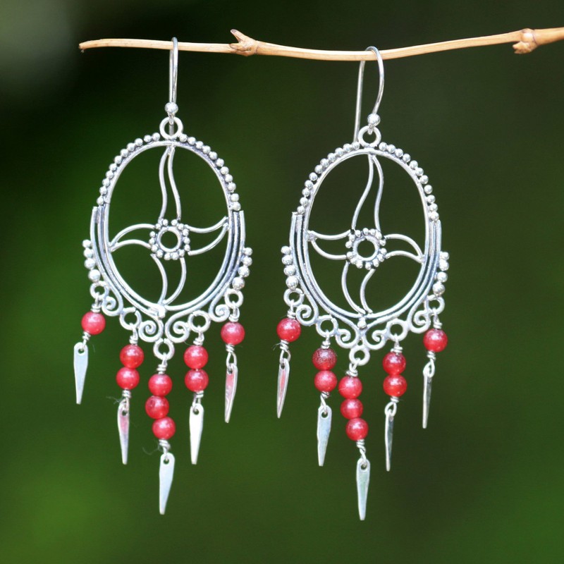 Agate chandelier earrings, "Joyful Life"