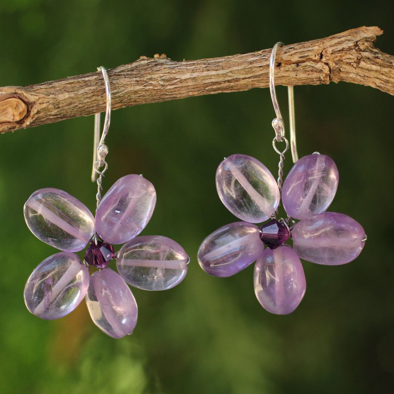 Amethyst Flower Earrings, "Mystic Daisy"