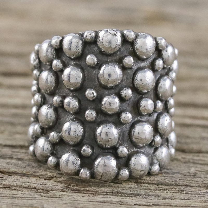 Sterling Silver Band Ring from Thailand, "Touch the Earth"