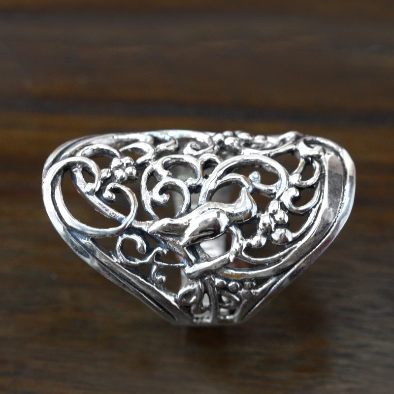 Sterling silver band ring, "Nightingale"