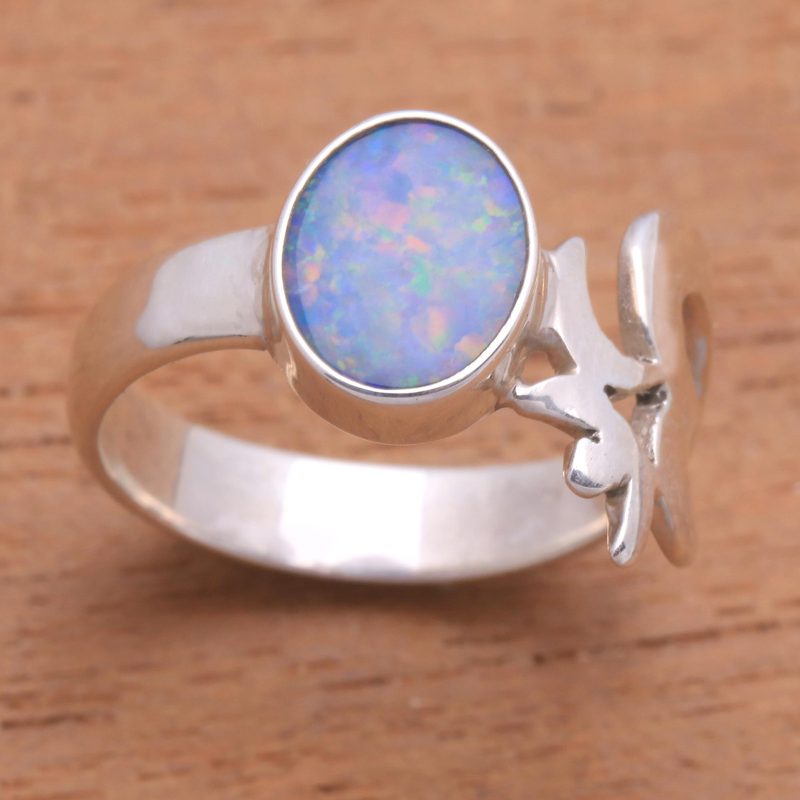 Unique Opal and Sterling Silver Ring, "Hindu Meditation"