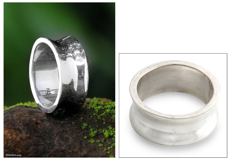 Men's Sterling Silver Band Ring, "Love Testimonial"