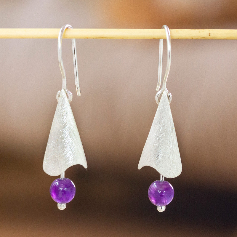 Amethyst dangle earrings, "Kites in Cancun"