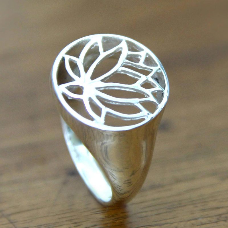 Sterling silver flower ring, "Grand Balinese Lotus"