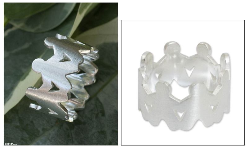 Sterling Silver Band Ring, "Your Hand in Mine"